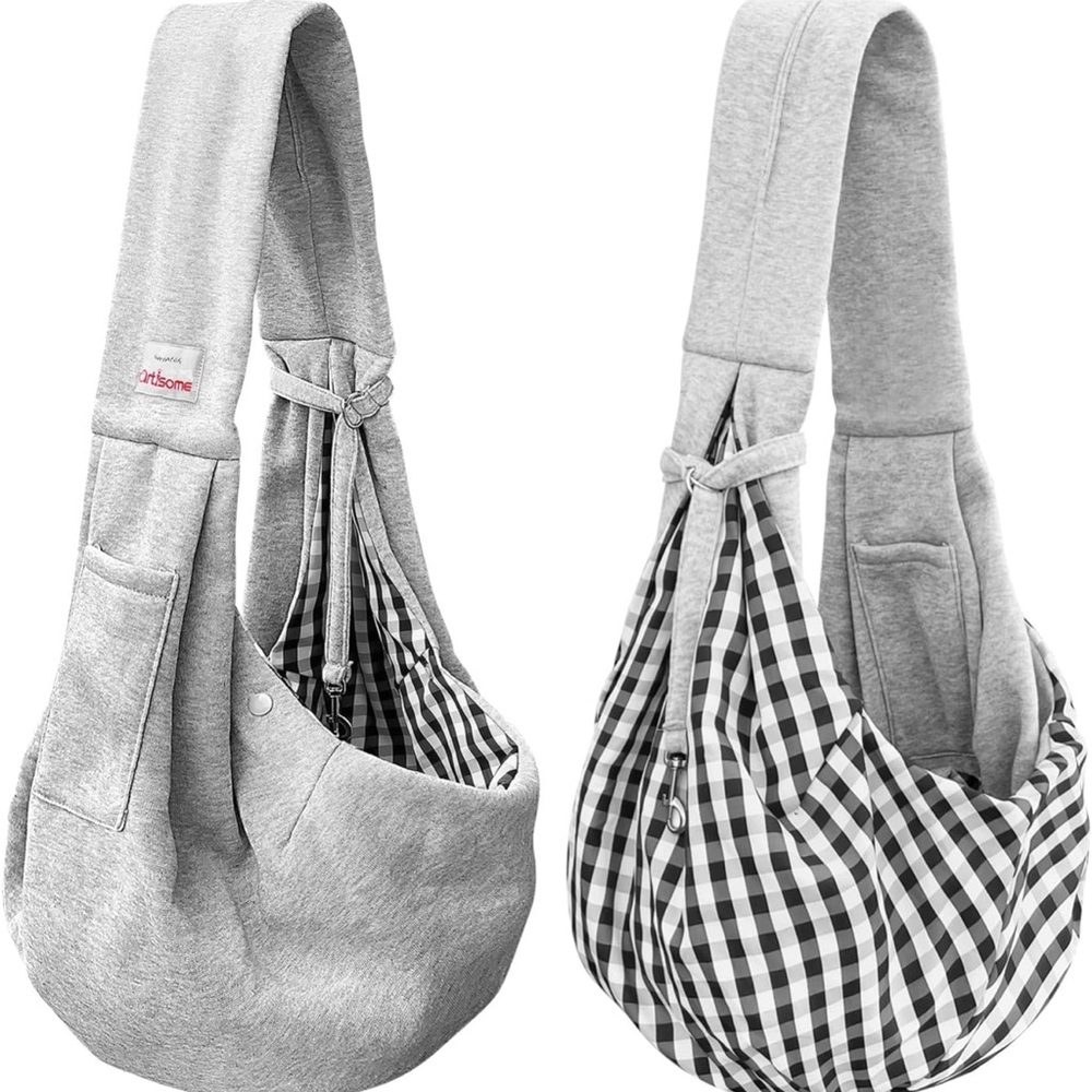 Gray and Checkered Sling Bag